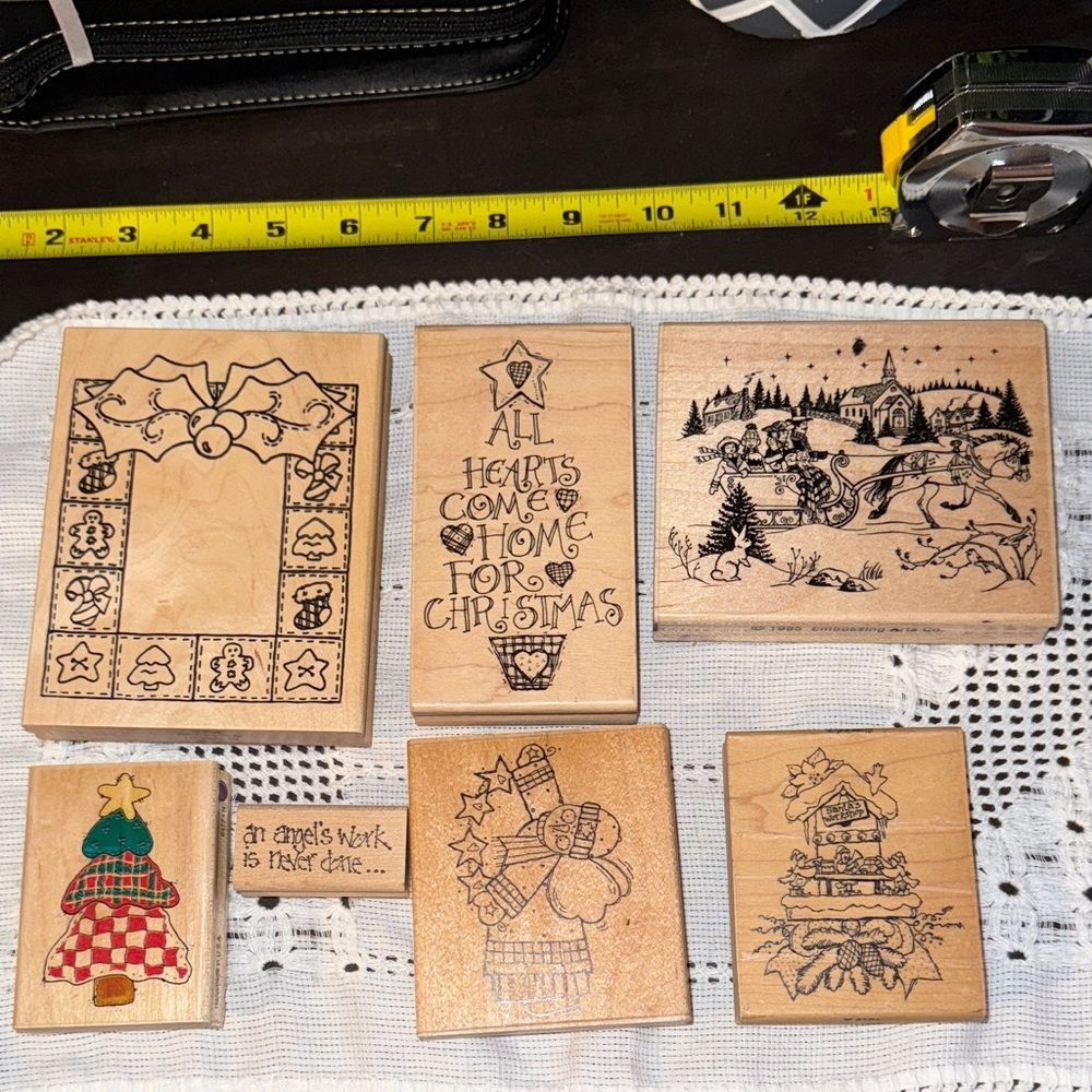 Christmas Rustic Themed Wooden Stamps Set